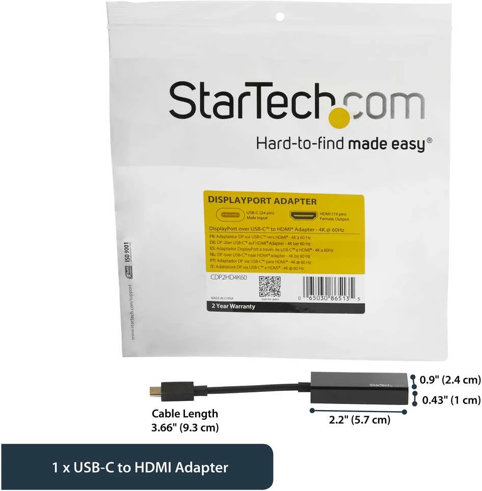 USB C - HDMI adapteris Startech CDP2HD4K60 Juodas