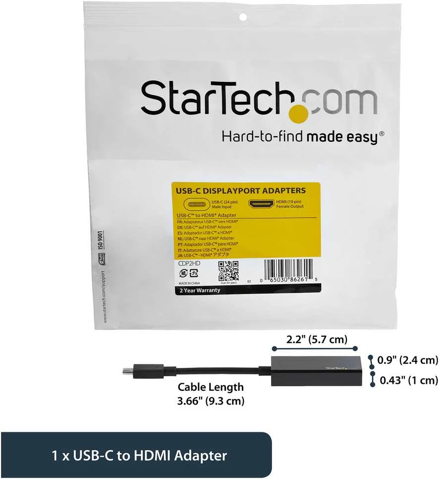 StarTech.com CDP2HD USB ekrano adapteris 3840 x 2160 pikseliai Juoda