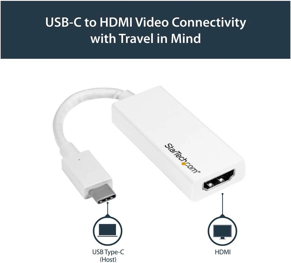USB adapteris StarTech USB-C – HDMI Baltas (CDP2HD4K60W)