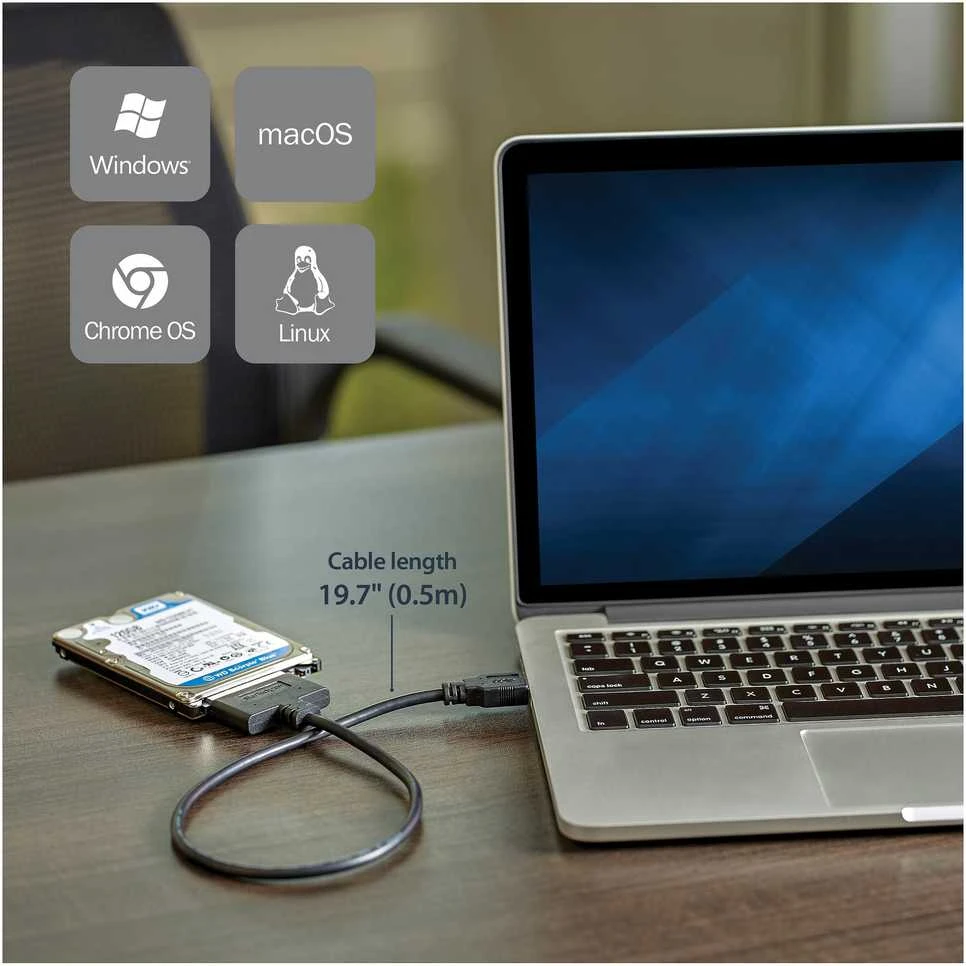 StarTech.com USB312SAT3CB kabelių sąsaja / invertavimo adapteris USB 3.1 A SATA 7+15 pin Juoda