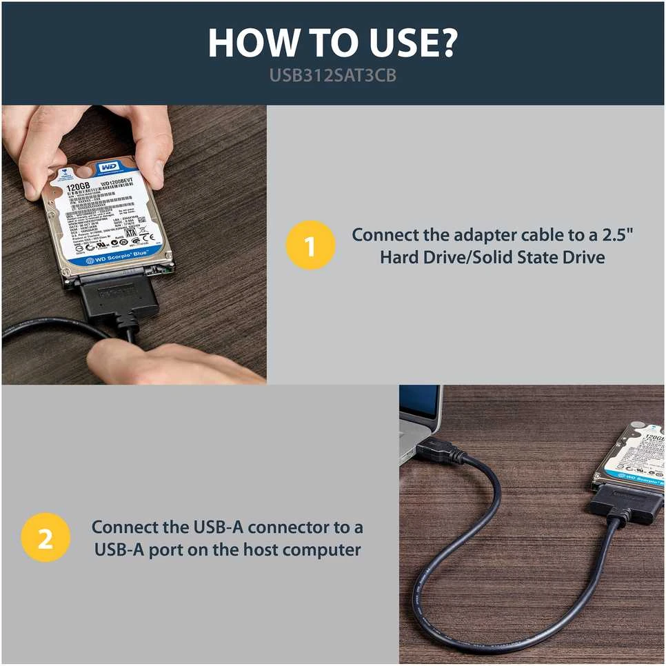 StarTech.com USB312SAT3CB kabelių sąsaja / invertavimo adapteris USB 3.1 A SATA 7+15 pin Juoda