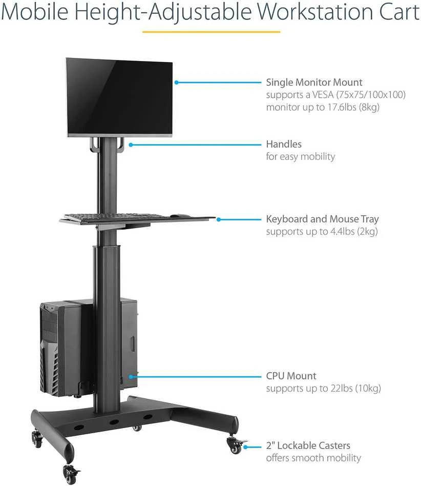Laikiklis StarTech WKSTNCART/MOBILE WORKSTATION CART