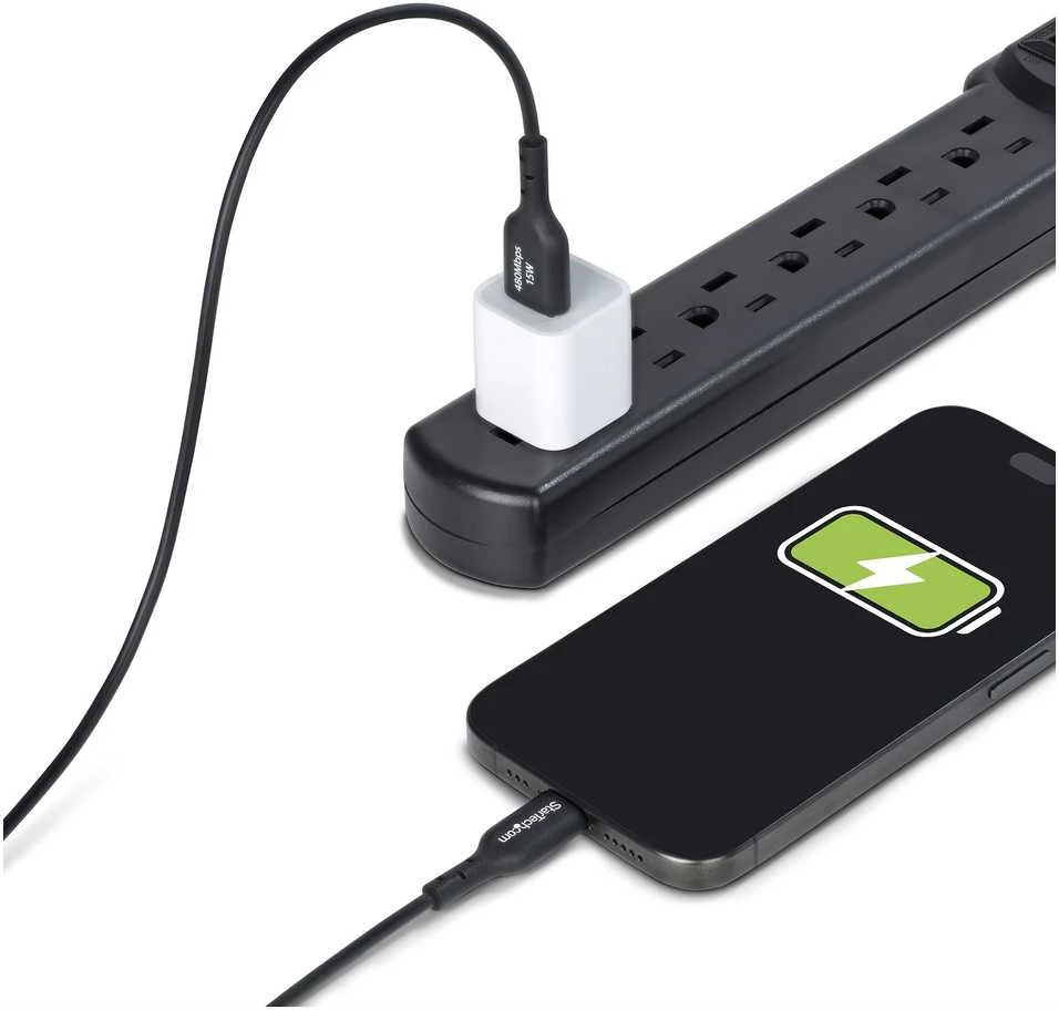 „StarTech“ 1 m USB-A į USB-C kabelė, juoda/laidas, USB 2.0 duomenų perdavimas