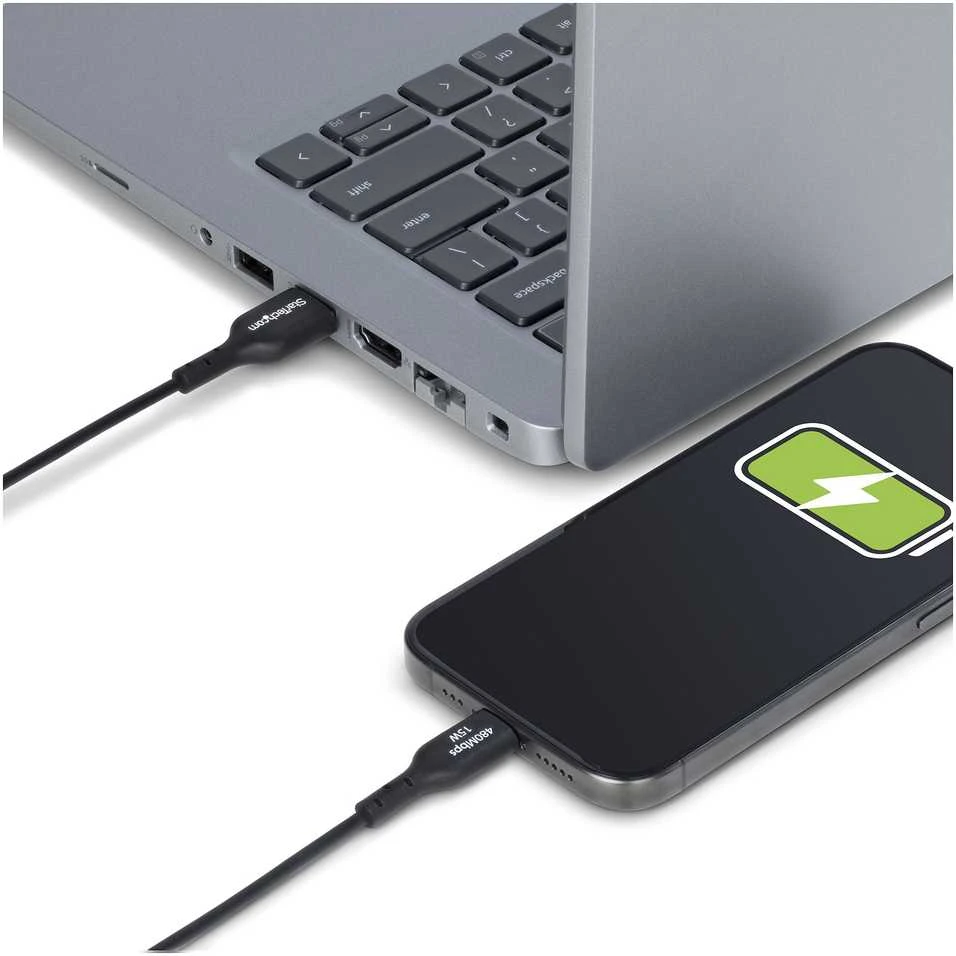 „StarTech“ 1 m USB-A į USB-C kabelė, juoda/laidas, USB 2.0 duomenų perdavimas