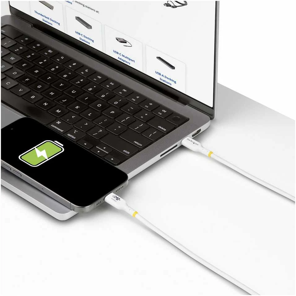 USB kabelis StarTech USB-C - USB-C 1 m, baltas (USB2EPR1MW)
