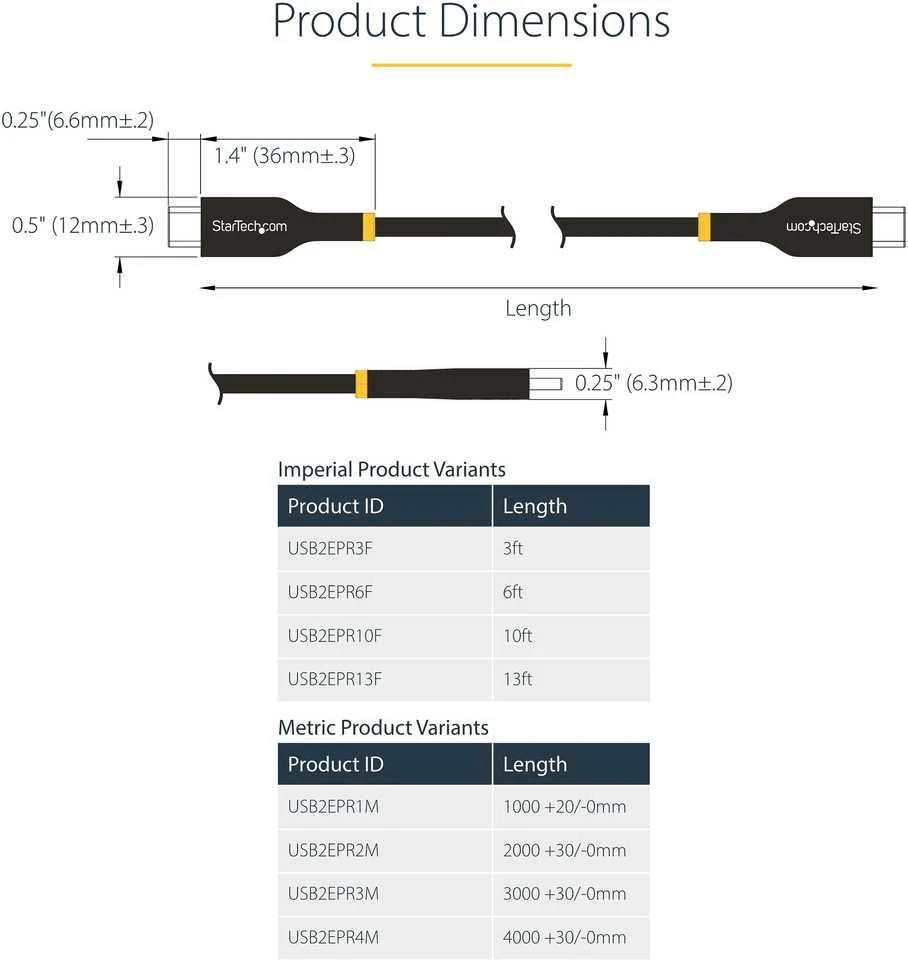 StarTech USB-C į USB-C laidas 1 m juodas (USB2EPR1M)
