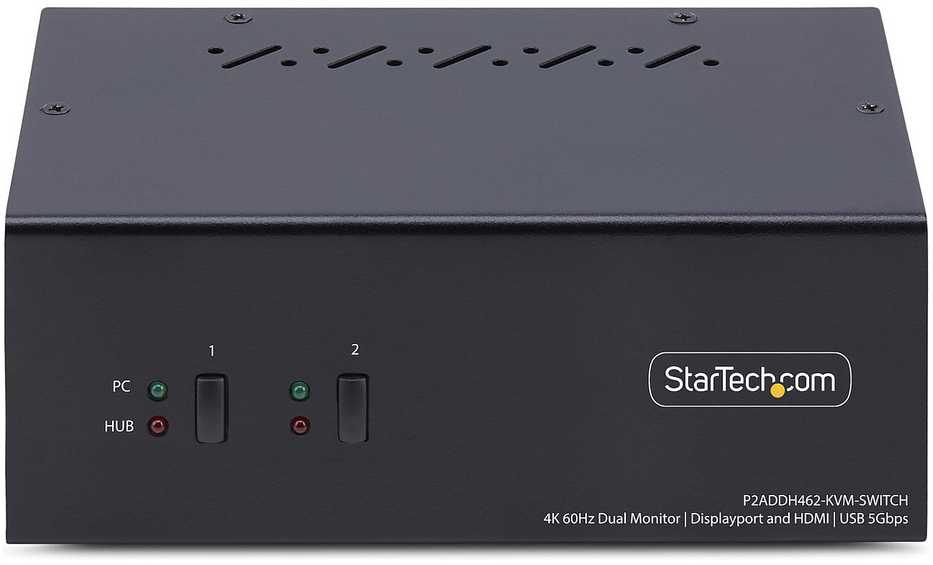 Przełącznik StarTech StarTech.com P2ADDH462-KVM-SWITCH, 3840 x 2160 pikselių, 4K Ultra HD, 36 W, Juodas