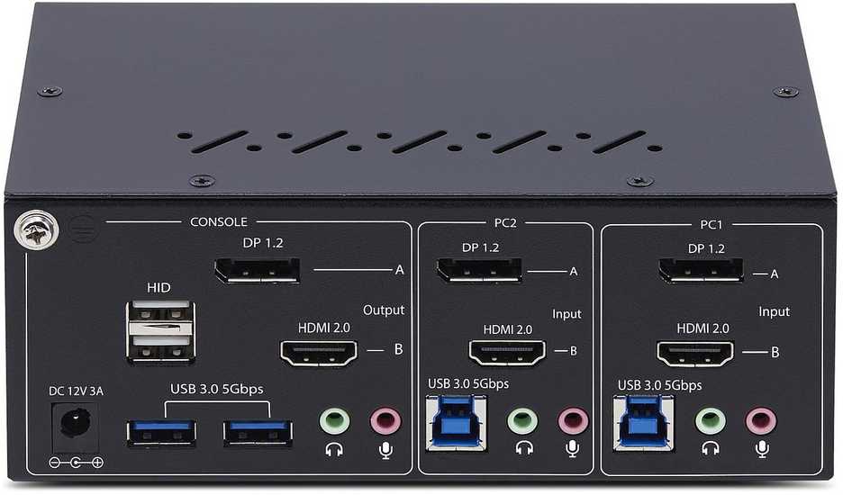 Przełącznik StarTech StarTech.com P2ADDH462-KVM-SWITCH, 3840 x 2160 pikselių, 4K Ultra HD, 36 W, Juodas