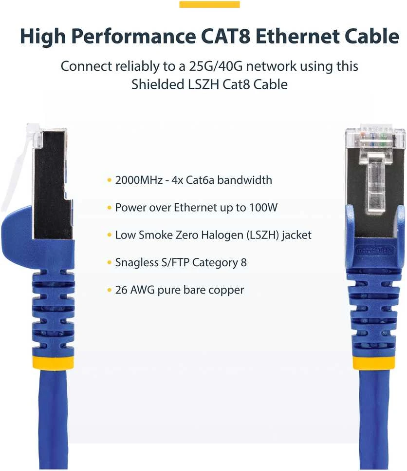 StarTech NLBL-2M-CAT8-PATCH tinklo kabelis mėlynas S/FTP (S-STP)