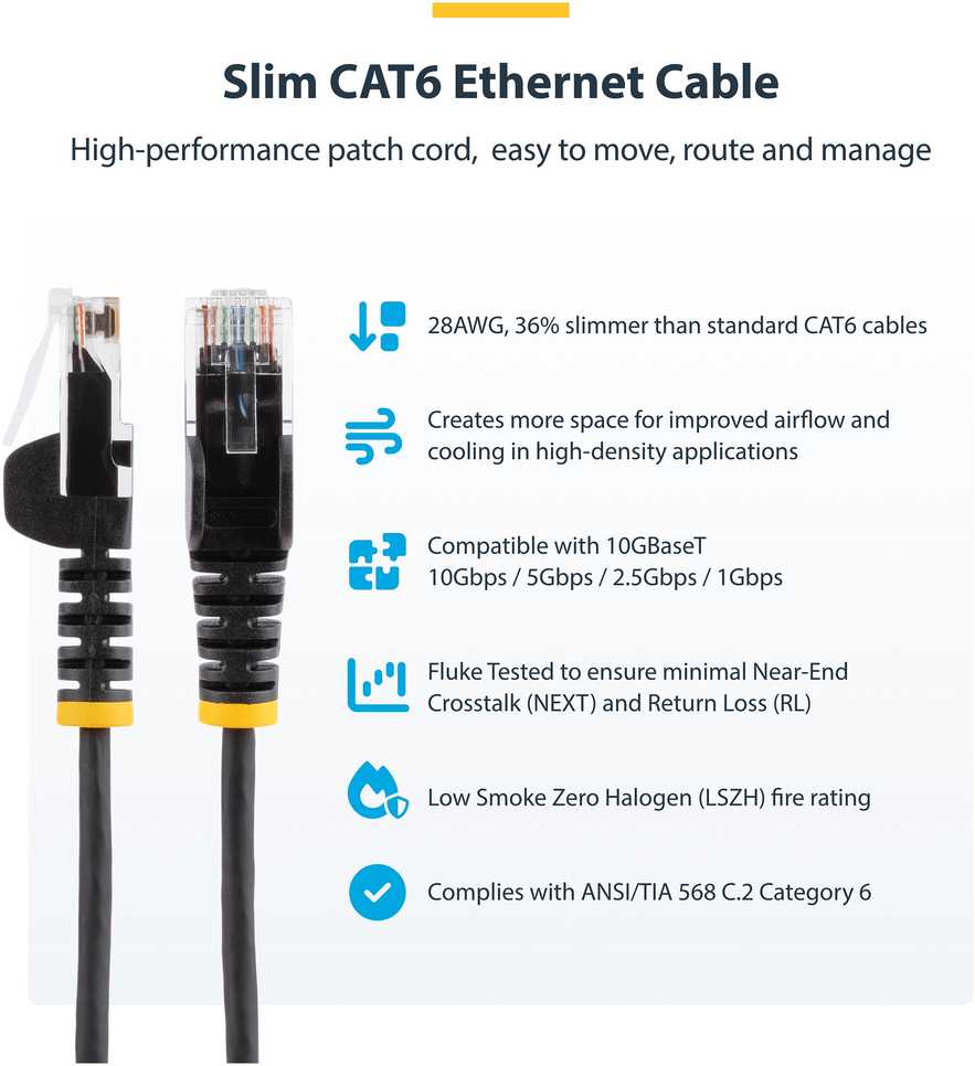 Startechcom StarTech 2M Geltonas SLIM CAT6 CABLE