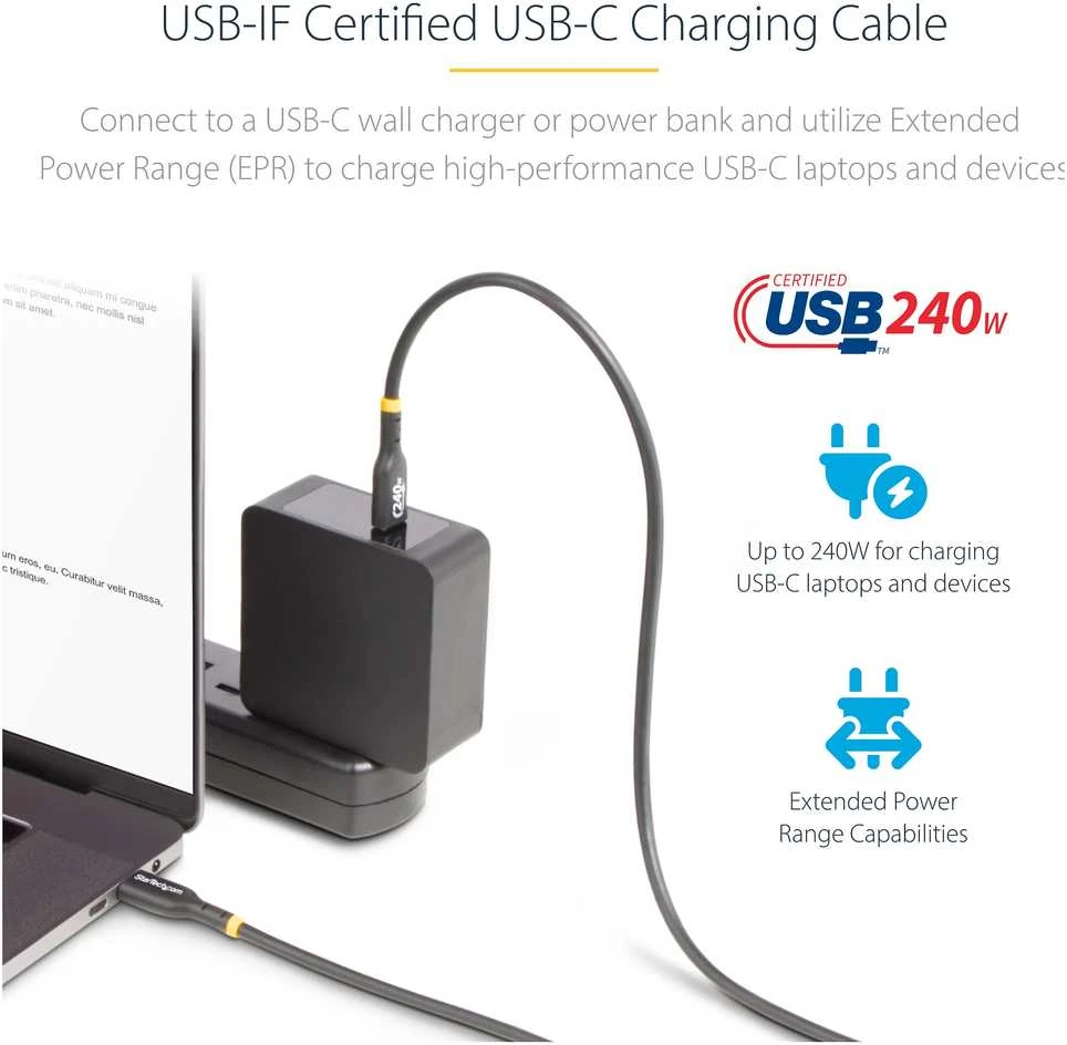StarTech USB-C Įkrovimo kabelis 240W PD/240W PD EPR/TYPE-C ĮKROVIMO LAIDAS