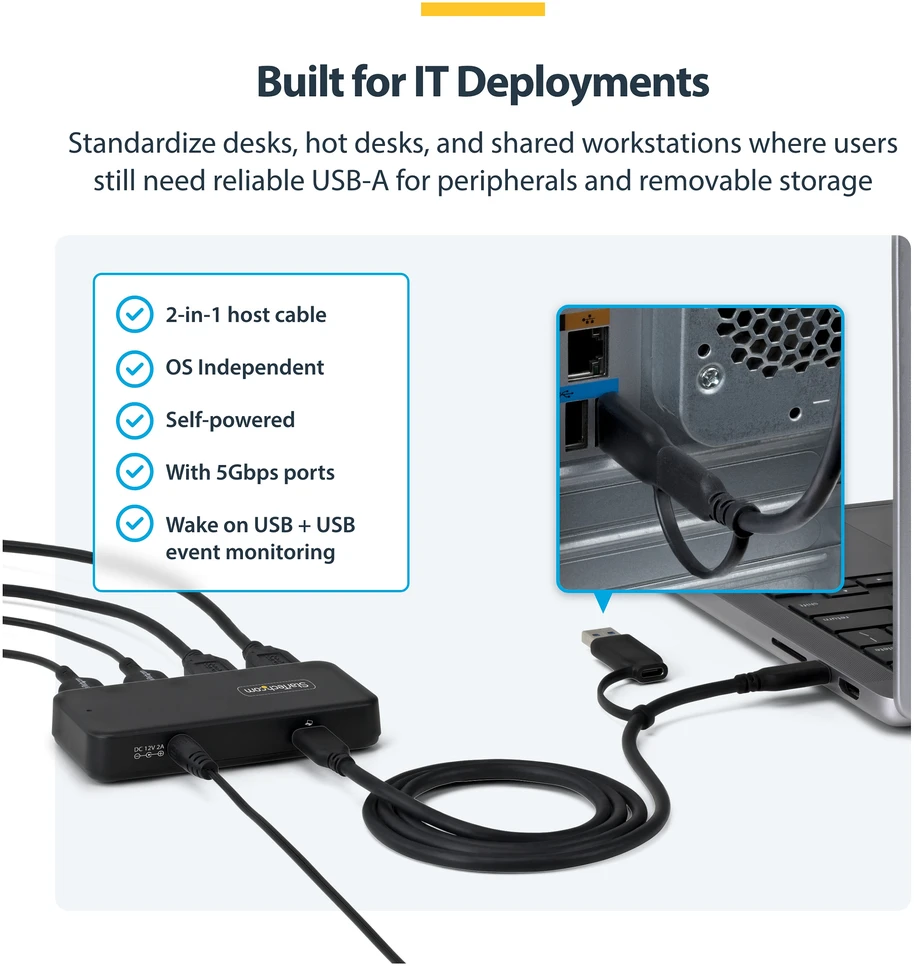 StarTech USB-A Hub 4 prievadai juodi