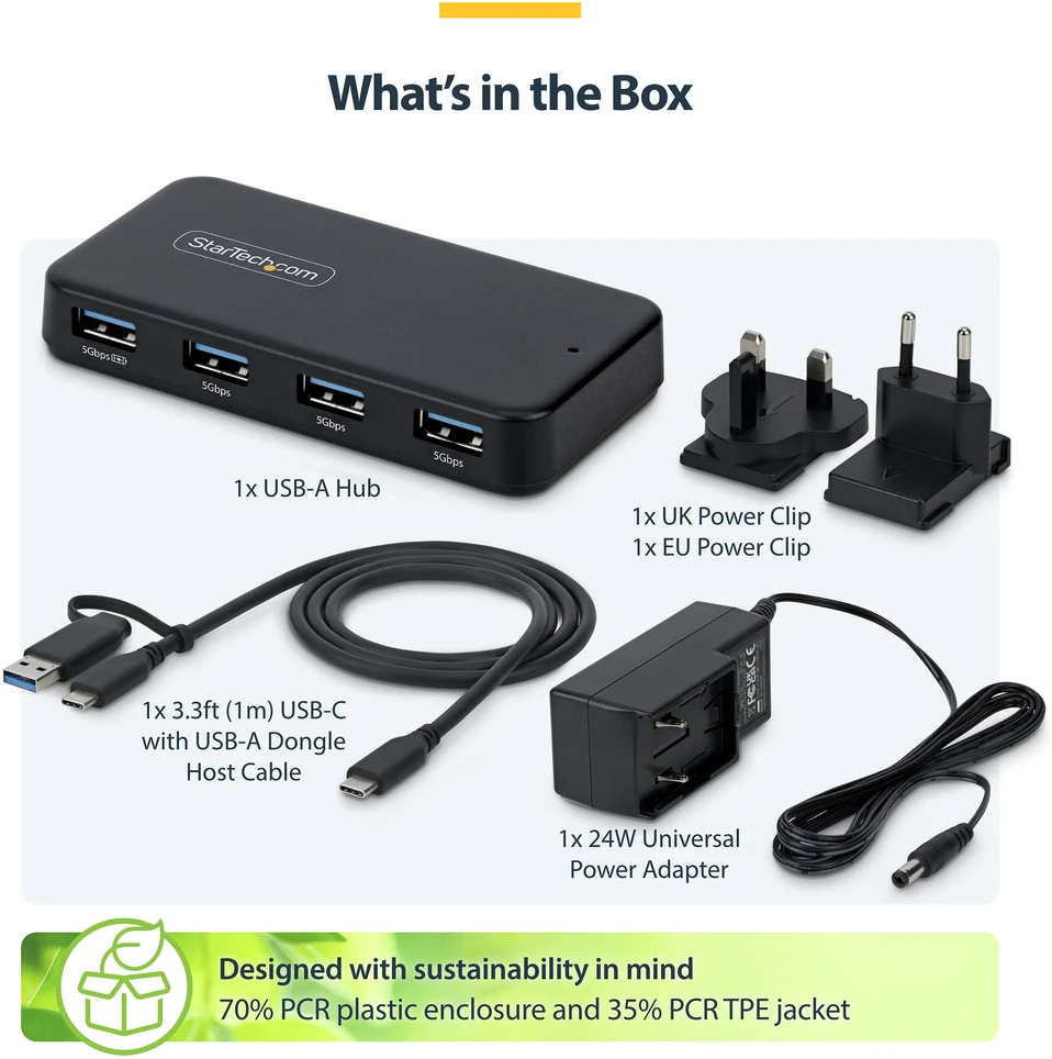 StarTech USB-A Hub 4 prievadai juodi