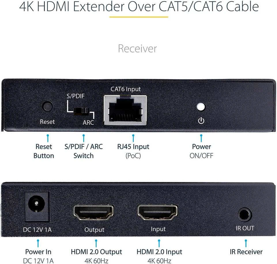 Seagate StarTech 4K HDMI ilgintuvo adapteris CAT5 / CAT6 kabelis