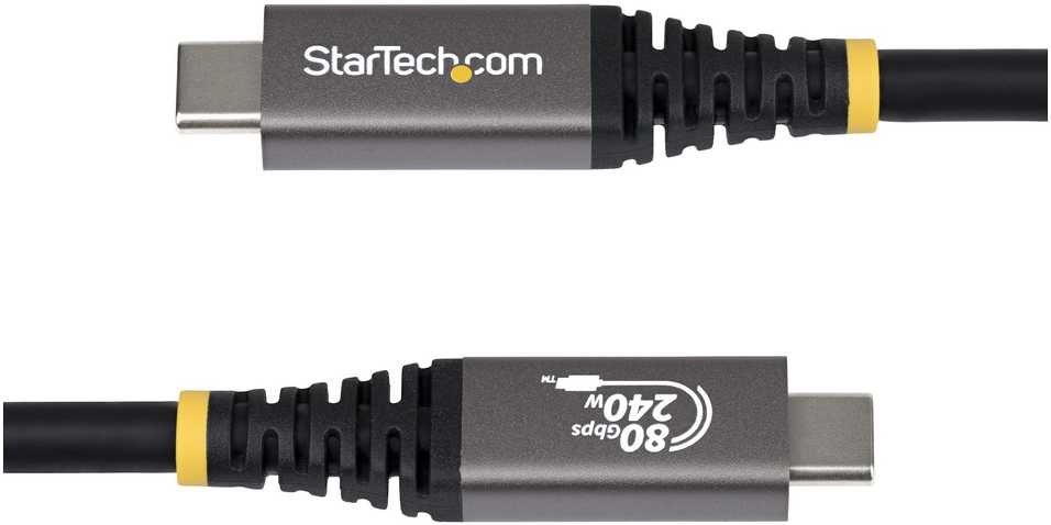 Kabelis USB StarTech USB4 50 cm USB-C 80 Gb/s Thunderbolt DisplayPort 2.1 240W Juodas (CC50CM80GUSB4CABLE)