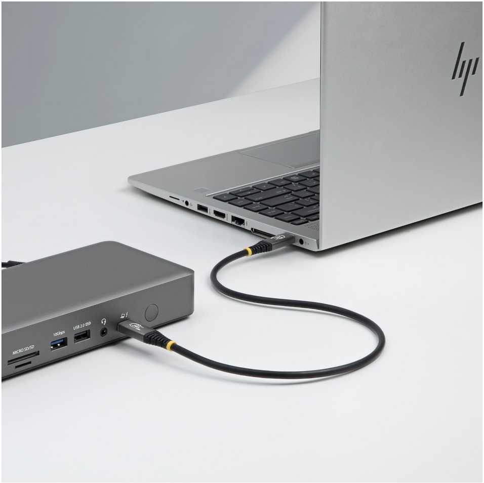 Kabelis USB StarTech USB4 50 cm USB-C 80 Gb/s Thunderbolt DisplayPort 2.1 240W Juodas (CC50CM80GUSB4CABLE)