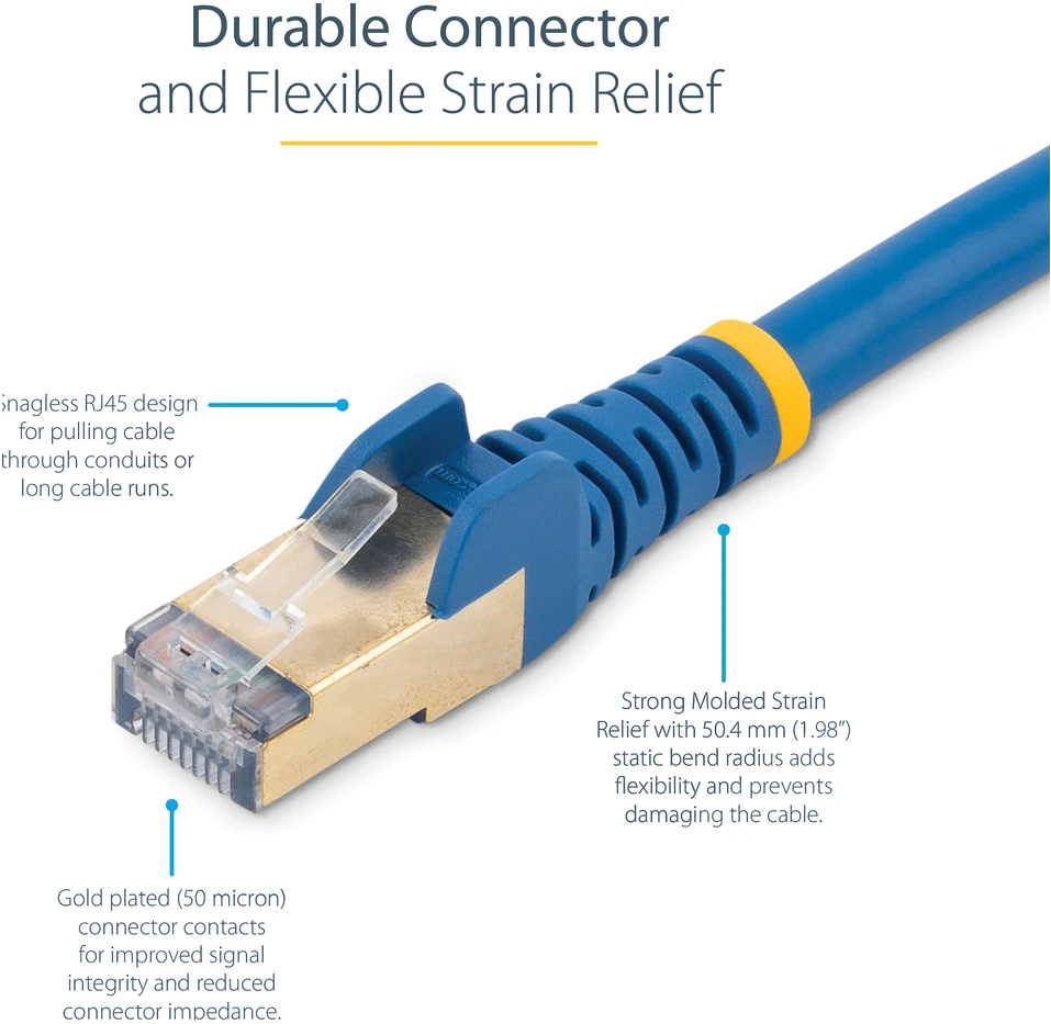 StarTech 5M CAT6A ETHERNET CABLE Mėlynas/Mėlynas - SHIELDED COPPER WIRE