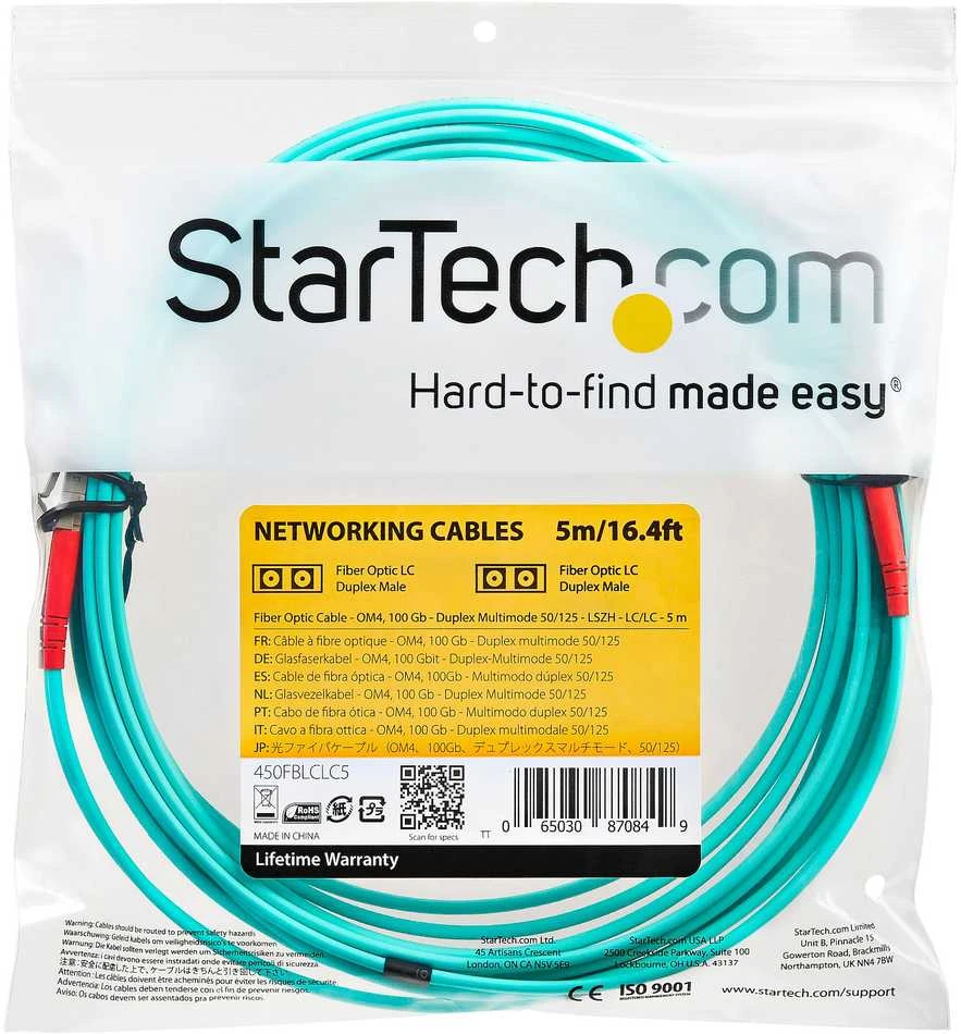 „StarTech“ šviesolaidinis laidas, LC/LC, 5 m (450FBLCLC5)