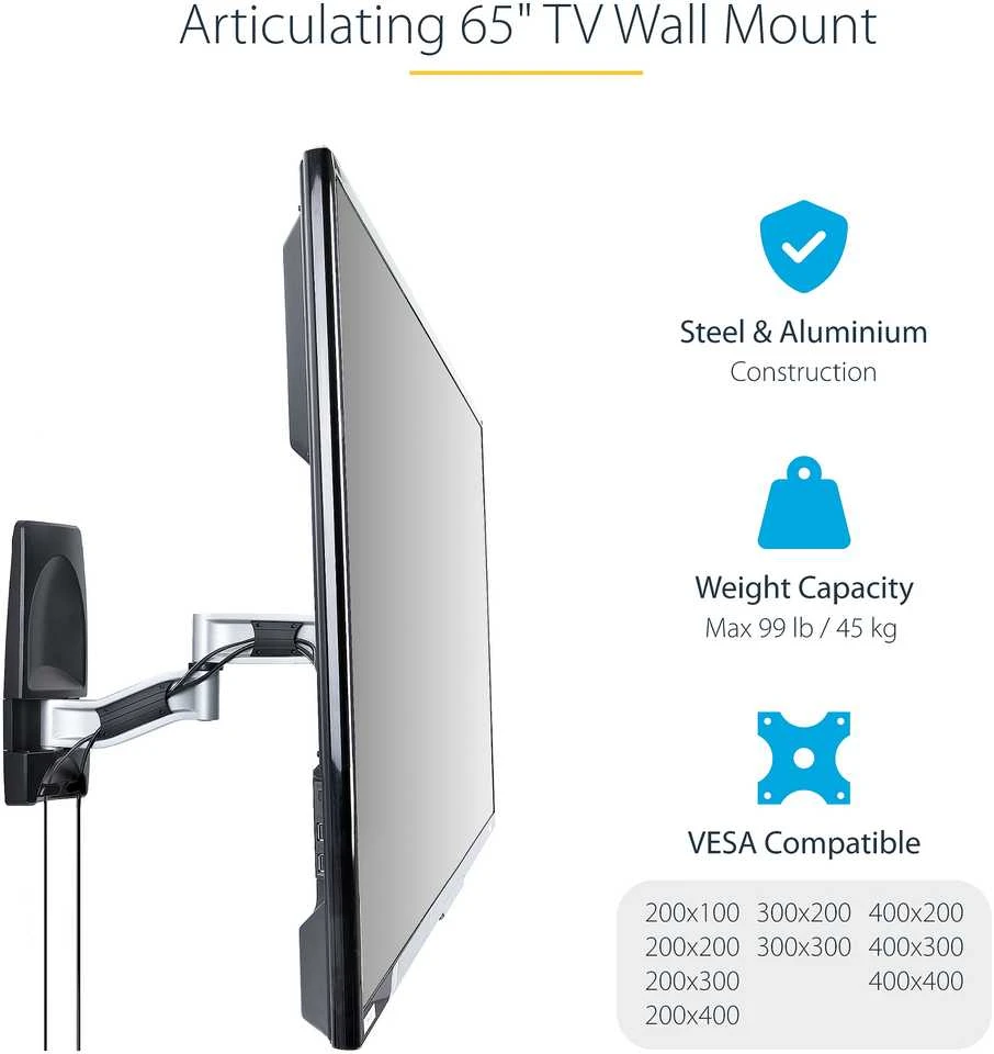 „Startech Accessories“ laikiklis televizoriui su integruotu sieniniu laikikliu, viengubas ir dvigubas