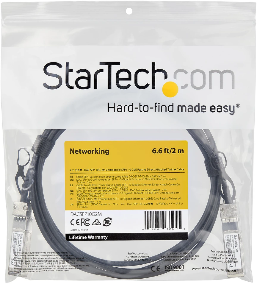 StarTech StarTech DACSFP10G2M 2m SFP+ optinis kabelis, juodas