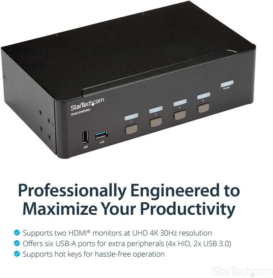 Jungiklis StarTech StarTech HDMI KVM 4K30 DUAL DISPLAY/. IN