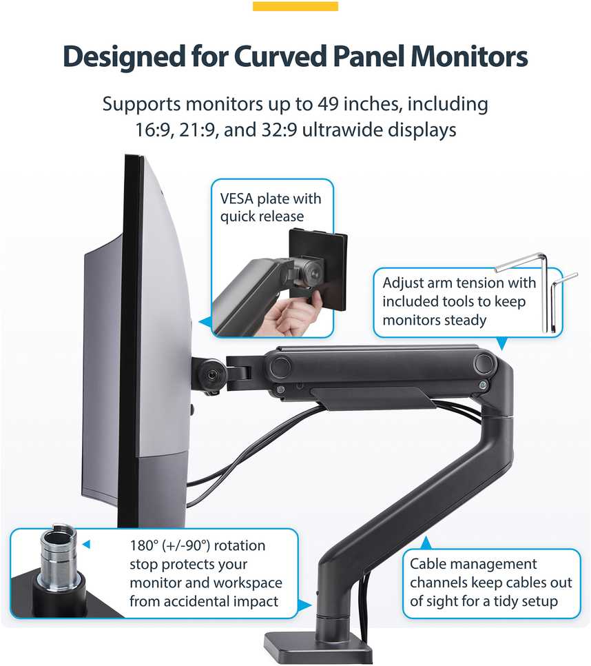 StarTech Laikiklis stalui, skirtas monitoriui 17'' - 49'' H1M1AG1 (H1M1AG1-MONITORIUS-ARM)