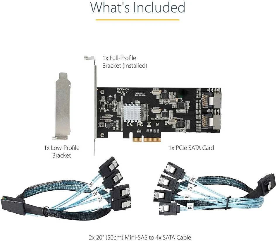 STARTECH.COM SATA PCIe Controller 8 Port - 6Gbit/s SATA PCIe Schnittstellenkarte - PCIe x4 Gen2 zu SATA III - SATA HDD/SSD