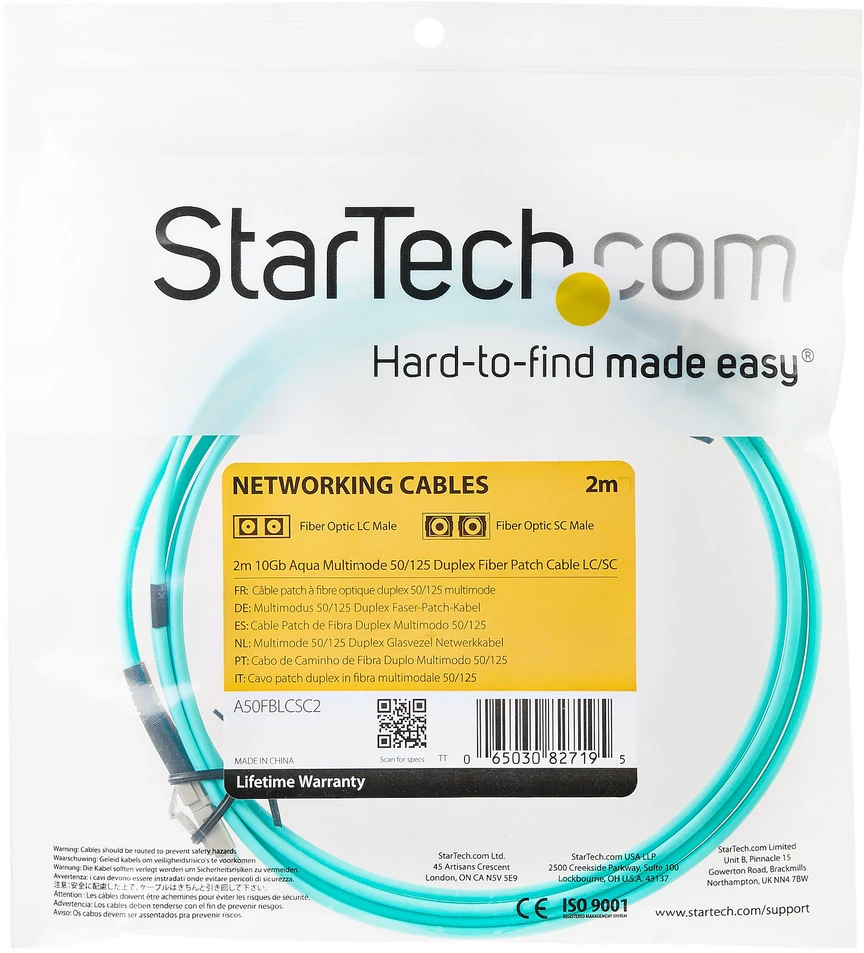„StarTech Fiber Optic Patchcord Mėlyna 2M“ (A50FBLCLC2)