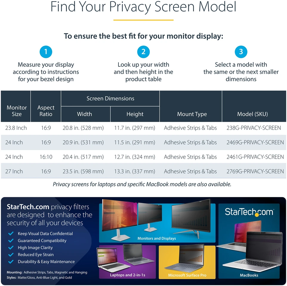 StarTech 24-INCH GOLD PRIVACY SCREEN/.