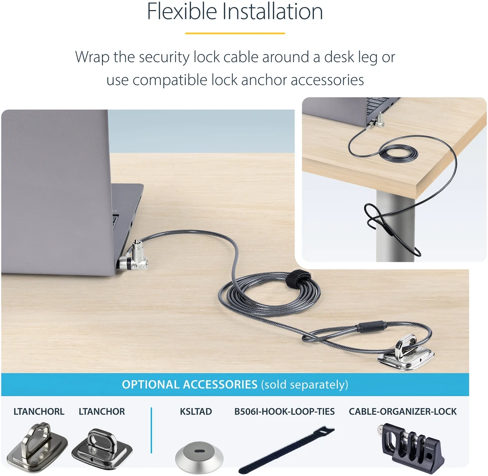 Laikiklis Startechcom StarTech apsauginis kabelis 2 m (UNIVMK25-LAPTOP-LOCK)