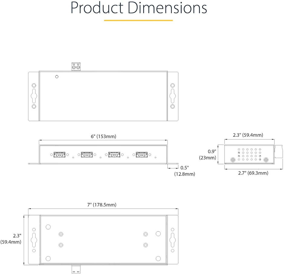 StarTech INDUSTRIAL USB 3.0 5GBPS HUB/.