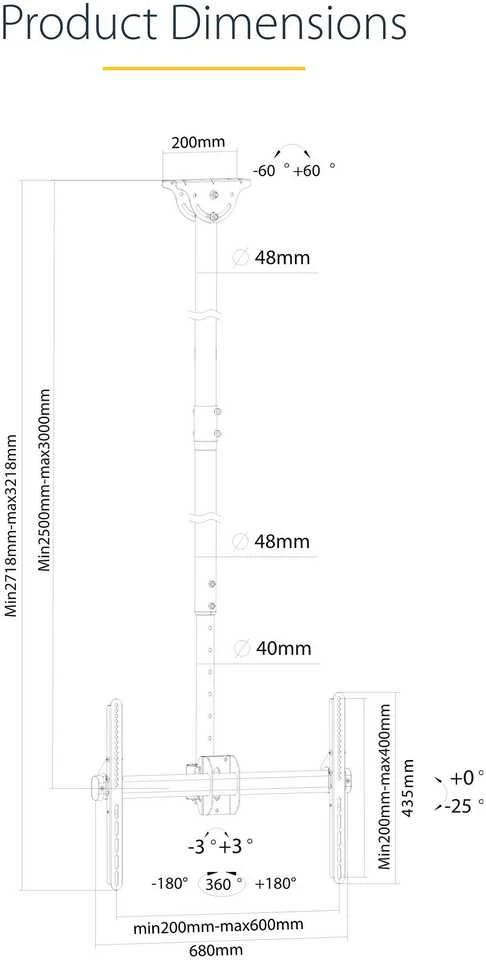 StarTech Laikiklis sufitowy FPCEILPTBLP 32'' - 75''