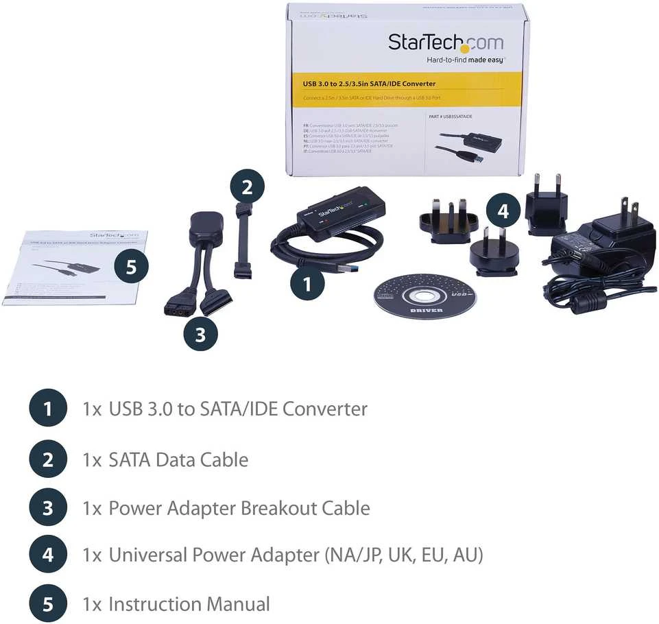 Kištukinis StarTech USB 3.1 A / SATA, Juodas (USB312SAT3)