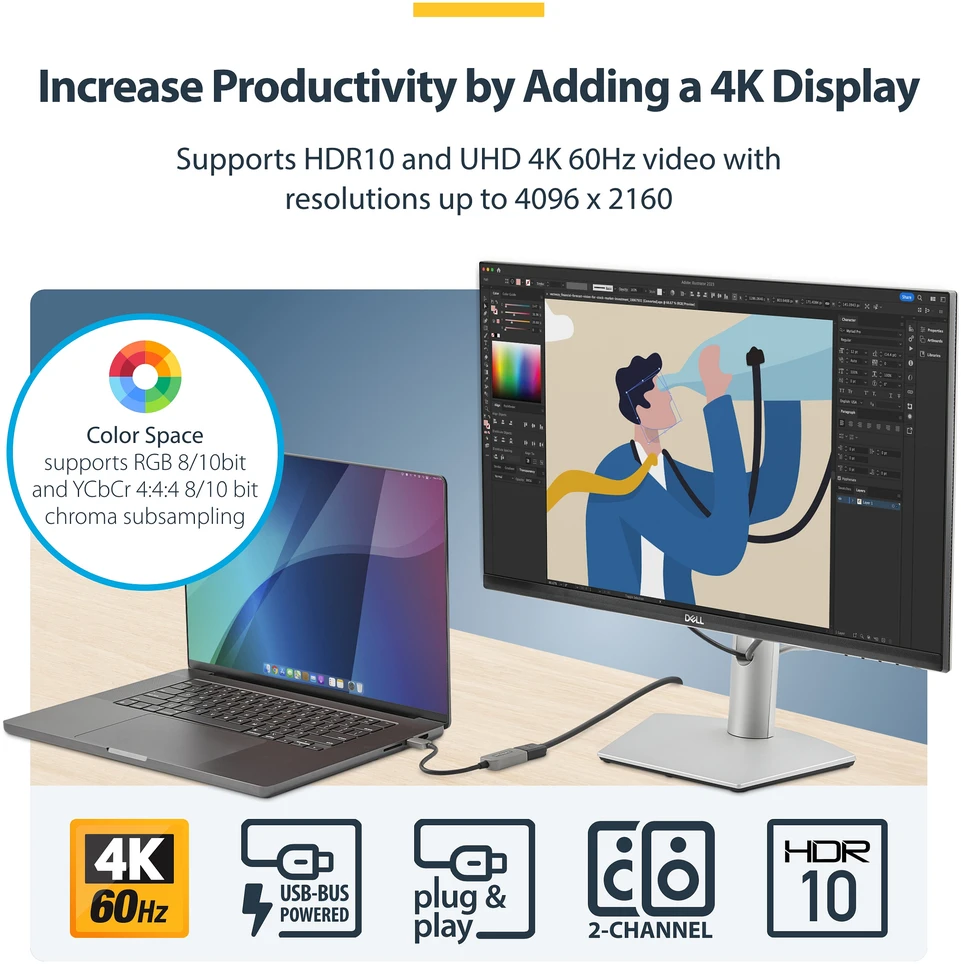 USB C į HDMI adapteris Startech USBC-HDMI-CDP2HD4K60 4K Ultra HD 60 Hz
