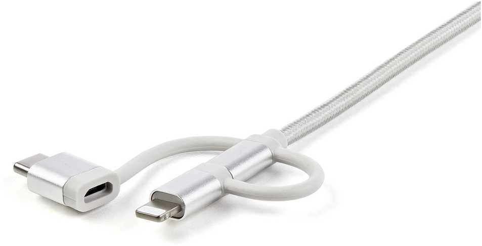 Kabelis USB StarTech USB-A - USB-C + microUSB + Lightning 1 m Sidabrinė (LTCUB1MGR)
