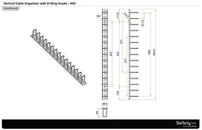 StarTech D-RING HOOK CABLE PANEL - 6FT./.