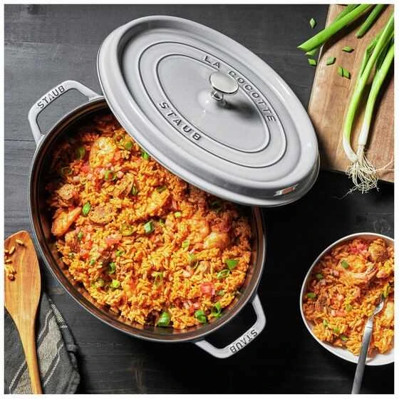 Ovalus ketaus puodas STAUB, 31 cm, 5,5 l, spalva: pilka