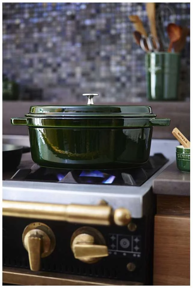 Puodas STAUB żeliwny owalny 6.7 ltr žalia universalus