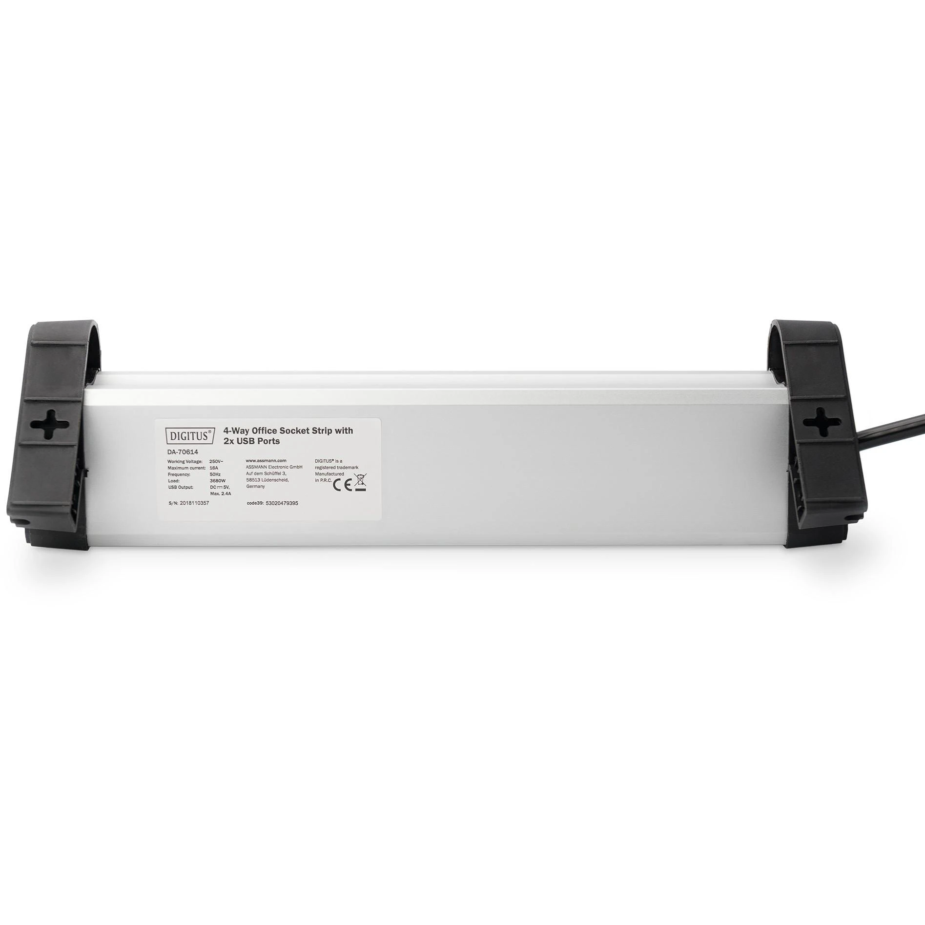 Assmann Electronic DIGITUS 4 krypčių biuro lizdų juostelė su 2x USB jungtys