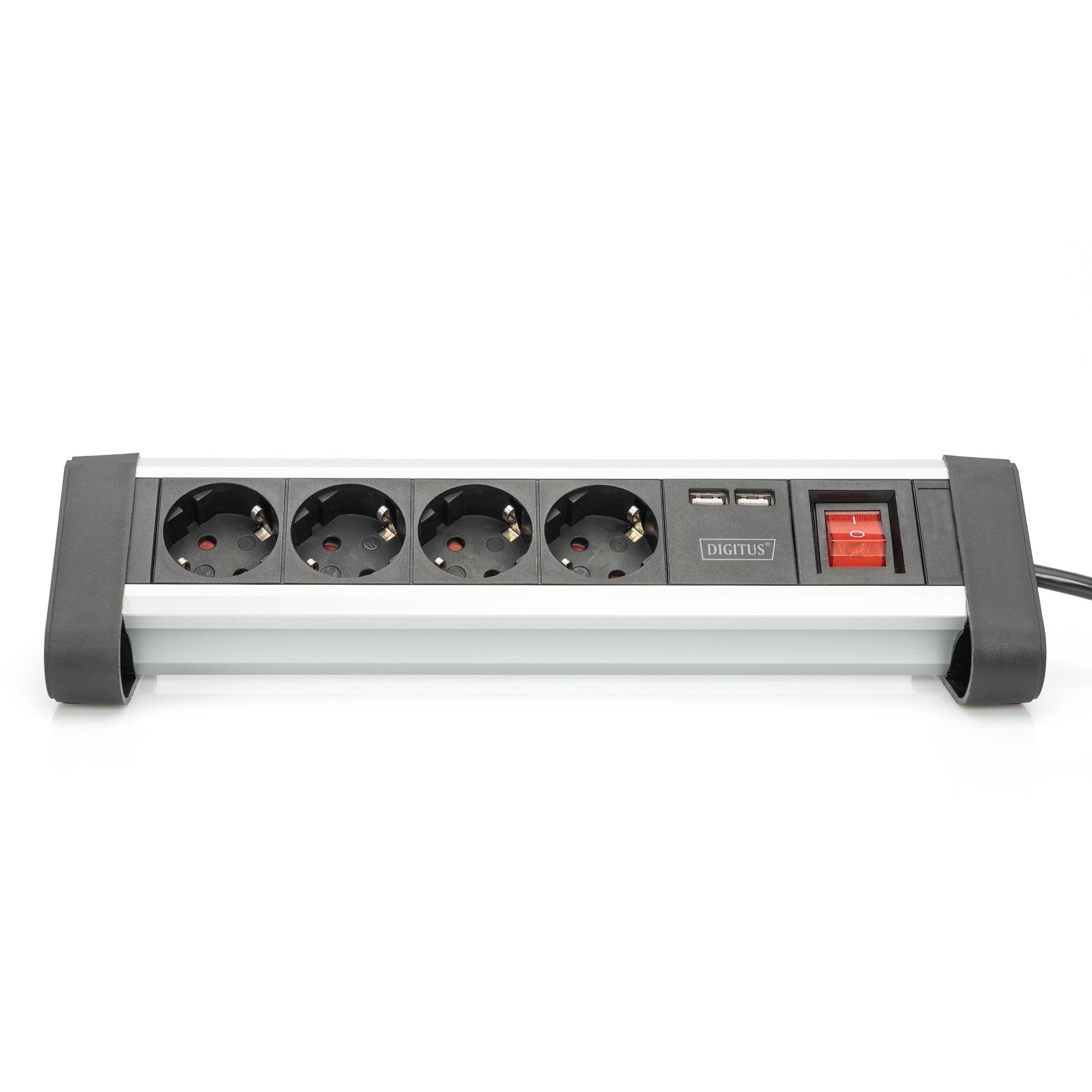 Assmann Electronic DIGITUS 4 krypčių biuro lizdų juostelė su 2x USB jungtys