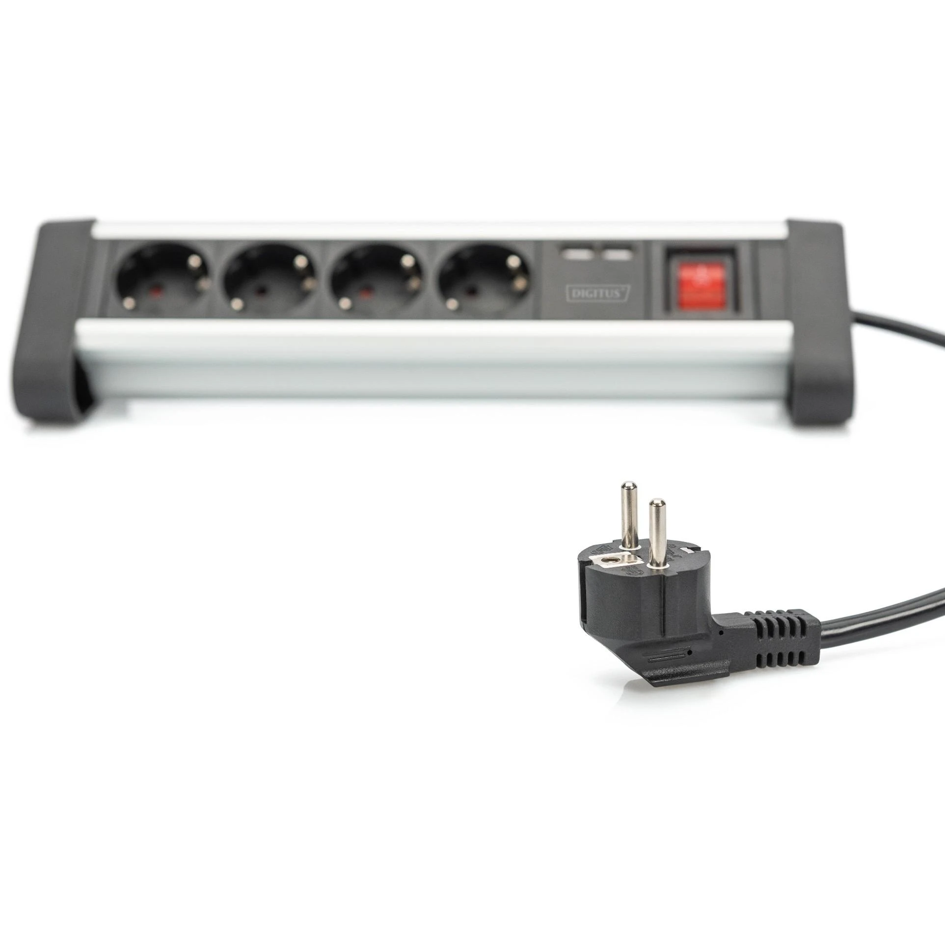 Assmann Electronic DIGITUS 4 krypčių biuro lizdų juostelė su 2x USB jungtys