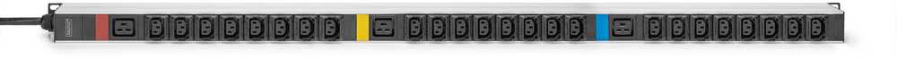 Jungiklis Digitus Digitus Basic PDU sprendimas IT, 3 fazių įrenginys 16 A, 24 x C13, 3 x C19, 3 m maitinimo kabelis, IEC 60309 vyriška jungtis 16 A