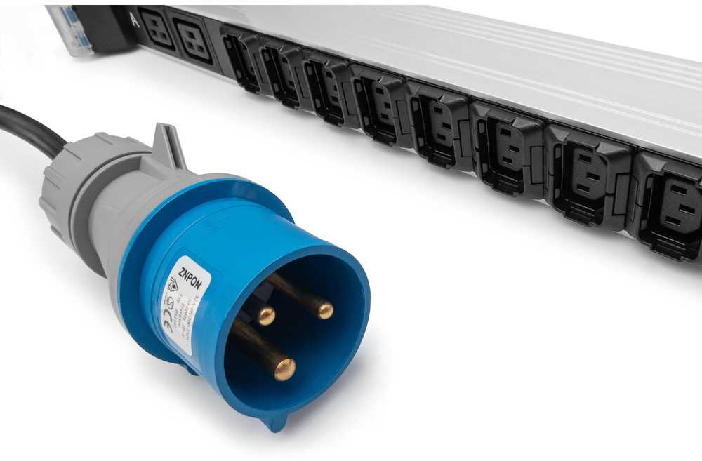 Digitus Bazinis IT maitinimo blokas, 1 fazės 32A, 24 x C13, 4 x C19, 3m maitinimo kabelis, IEC 60309 32A kištukas