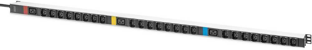 Jungiklis Digitus Digitus Basic PDU sprendimas IT, 3 fazių įrenginys 16 A, 24 x C13, 3 x C19, 3 m maitinimo kabelis, IEC 60309 vyriška jungtis 16 A