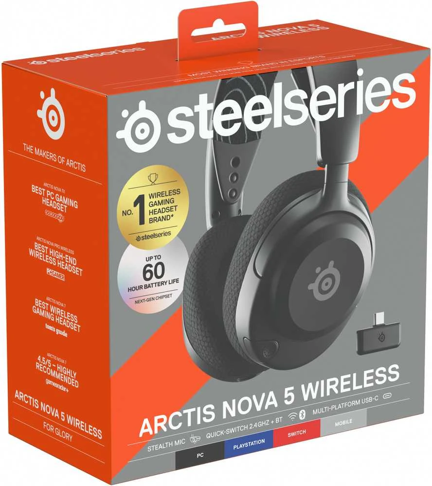 Belaidės žaidimų ausinės SteelSeries Arctis Nova 5, Juodos spalvos