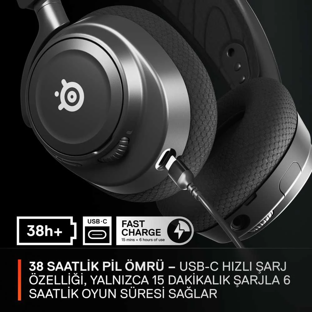 Belaidės žaidimų ausinės SteelSeries Arctis Nova 7, Juodos spalvos