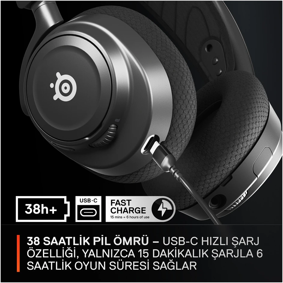 Belaidės žaidimų ausinės SteelSeries Arctis Nova 7, Juodos spalvos