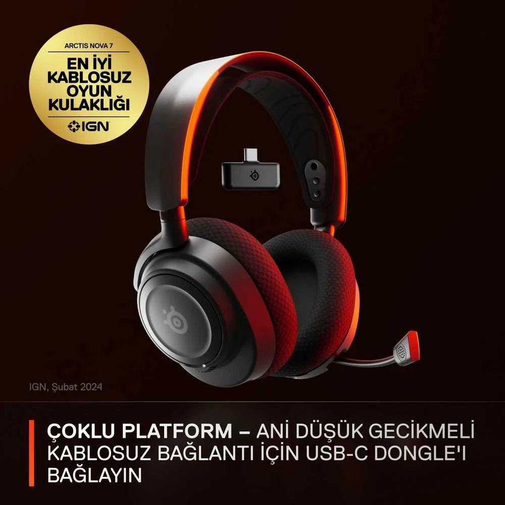 Belaidės žaidimų ausinės SteelSeries Arctis Nova 7, Juodos spalvos