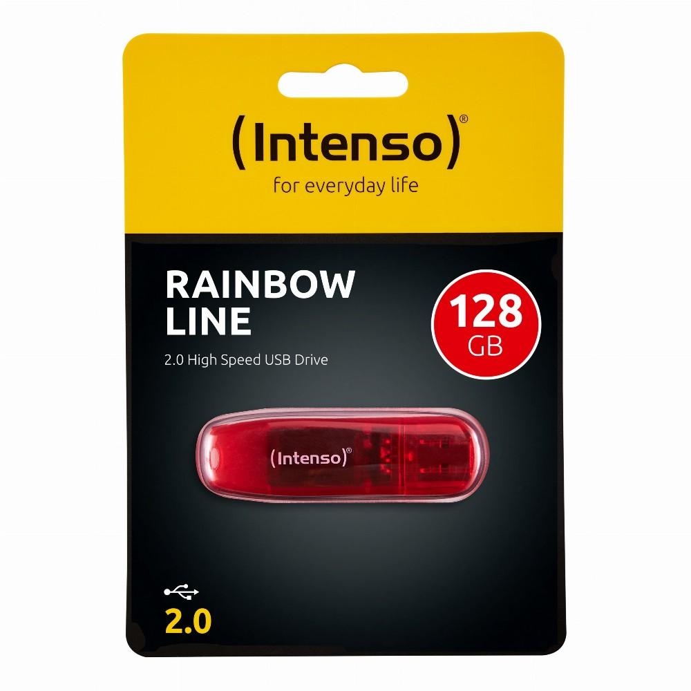 USB atmintinė 128GB USB 2.0 Intenso 3502491 Rainbow Line Raudona