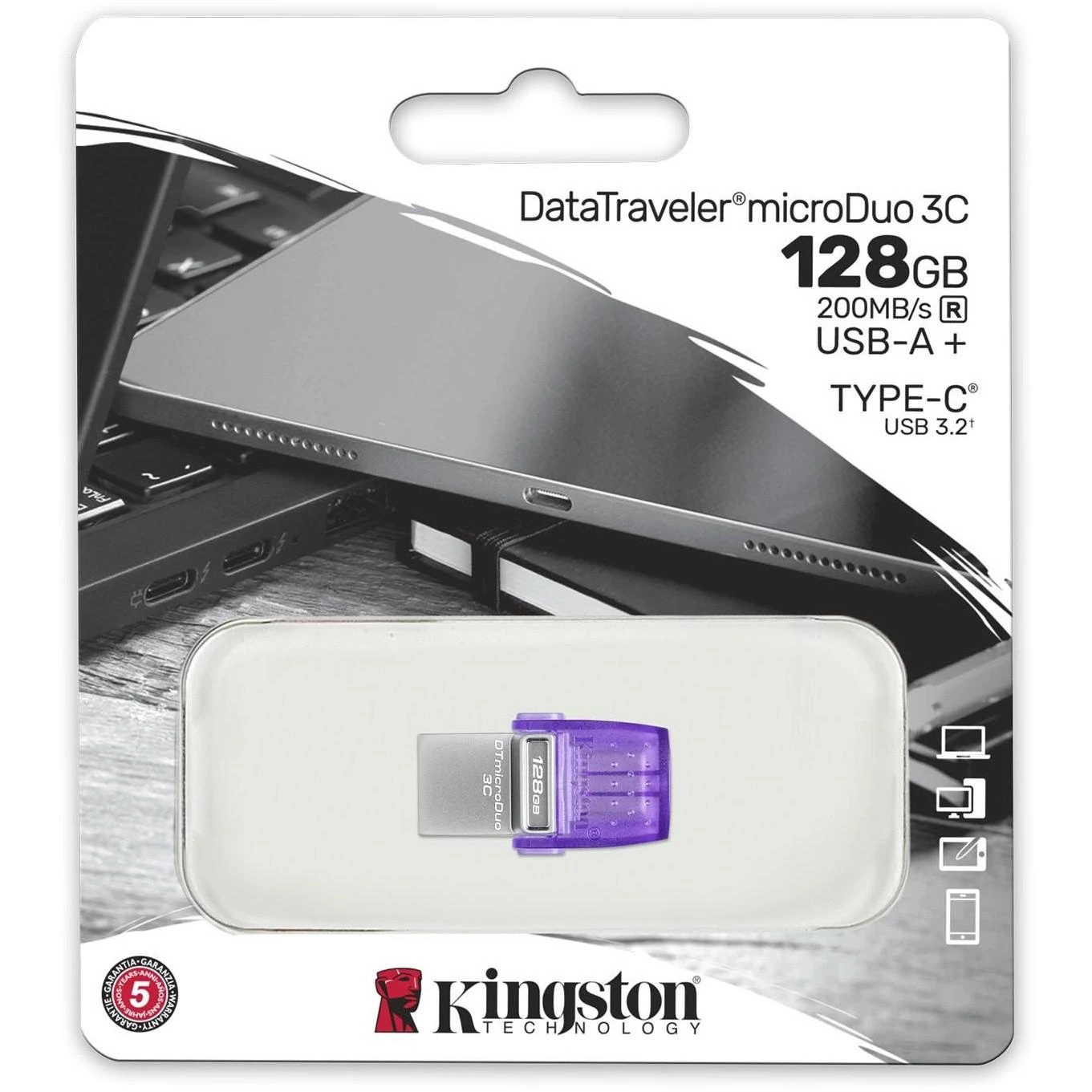 USB laikmena Kingston DataTraveler microDuo 3C, 128 GB, USB Type-A / USB Type-C